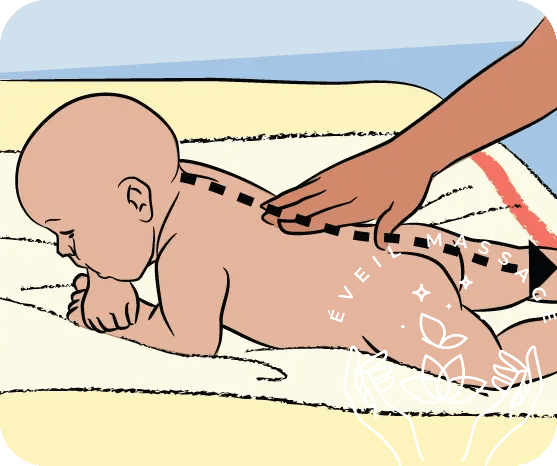 Dessin massage du dos d'un bébé - Éveil Massage