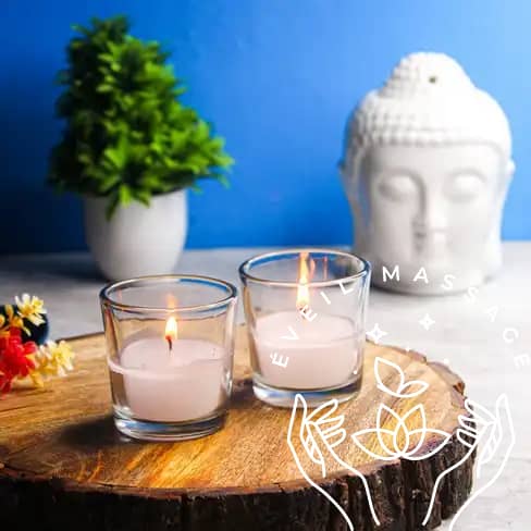 Photo bougie et bouddha - L'éveil par le massage et la méditation - Eveil Massage